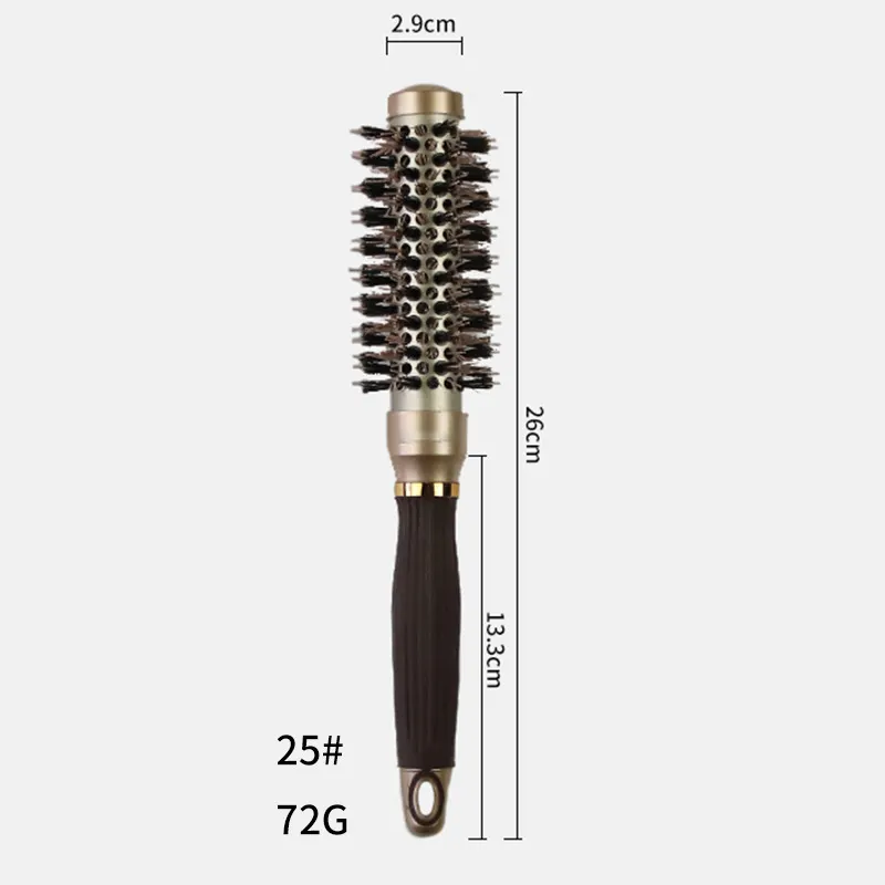 Profissional Round Aluminum Cylinder Hair Brush Para Mulheres Salon Blowout Ceramic Comb Reduzir Frizz Faz o cabelo mais suave