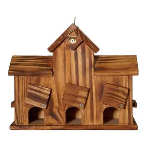 Maisons à oiseaux en bois à 3 trous avec mangeoire à oiseaux pour l'extérieur. - Product Image 5