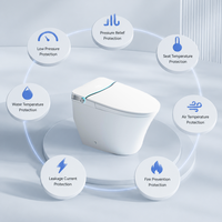 WC intelligent à poser au sol MWD CUPC ETL, siphonique, avec bidet intégré 12 pouces, deux boutons rotatifs, chasse automatique, personnalisable OEM