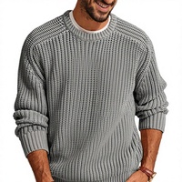 Pull à col rond pour homme OMAIGA, pull décontracté texturé à manches longues, tricoté en viscose 220g, en stock