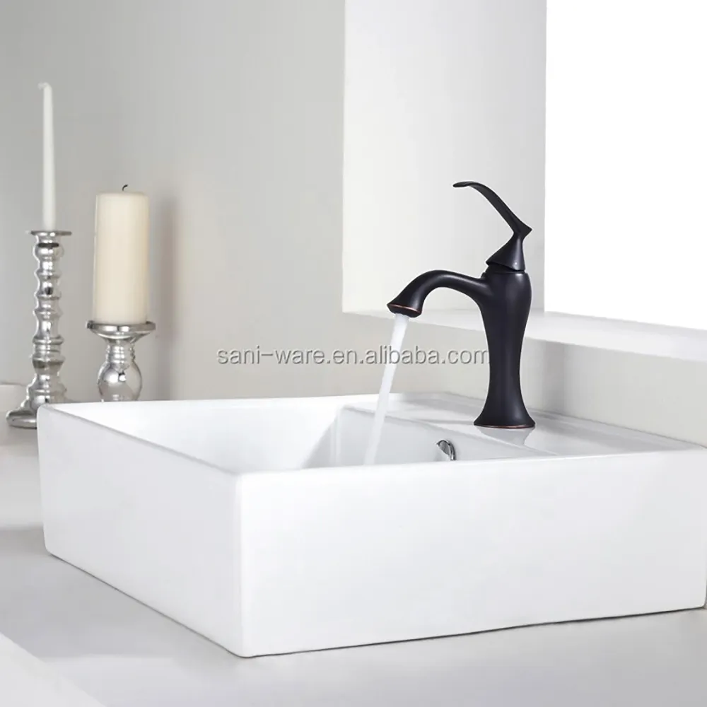 洗面台バスルーム洗面台長方形の白いシングルボウルセラミック