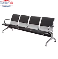 Vente en gros adapté au bureau de l'hôpital de l'aéroport chaise en rangée de 4 places banc de salle d'attente de réception chaise d'attente en acier et métal