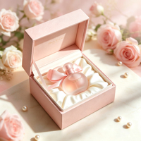 Boîte cadeau carrée rigide personnalisée pour parfum, estampage à chaud doré, thème fleur de cerisier, doublure intérieure en tissu satiné, logo personnalisable
