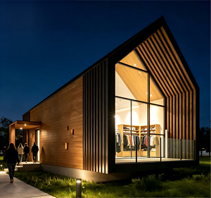 Casa Triangular Grande de Estructura de Acero Moderna y Transpirable, Personalizada, para <span class=keywords><strong>Tienda</strong></span> de <span class=keywords><strong>Ropa</strong></span> Especializada, Uso en Dormitorio y Cocina - Product Image 2