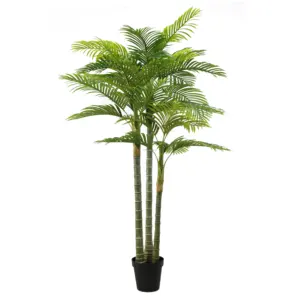 210cm 7ft simulasi tinggi 3 batang 27 daun plastik tanaman palem tropis produsen Cina UV buatan pohon palem