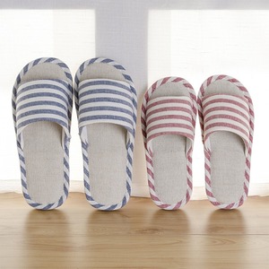 Chaussons en lin rayés pour femmes, à semelle souple, pour la maison et la chambre, adaptés aux saisons printemps, été et hiver - Product Image 3