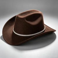 Chapeau Fedora en feutre unisexe à large bord, style cowboy western, avec logo personnalisé, ceintures à boucle classiques à revers, pour fêtes en extérieur et mode, vente en gros