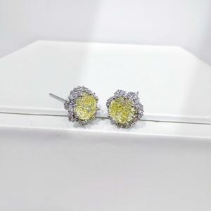 wholesale plata 925 sterling silver Geometric rose cut earring Classic Everyday Wear Rhinestone gold plated zirconia earrings - Product Image 5