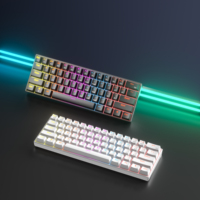 Teclado Mecánico para Juegos A61K con Retroiluminación LED, 61 Teclas, Mini, Cableado, Tipo-C, para Oficina, con Interruptor Azul, para Laptop y PC