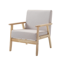 Fauteuil en tissu de style japonais en gros, chaise d'appoint rembourrée sur mesure avec pieds en bois massif, usine de meubles OEM pour salon