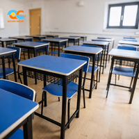 Conjunto de Mesa y Silla para Aula, de Grado Comercial, con Marco Metálico Resistente, Ergonómico, para Estudiantes, Venta al Por Mayor