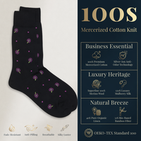 Chaussettes habillées de luxe haut de gamme pour hommes, en coton mercerisé 240N, motif floral, nouveauté, antibactériennes, pour affaires, marque privée
