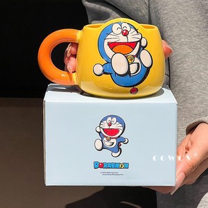 Doraemon Ceramic Mug Yellow With Handle Cartoon Design For Coffee And Milk Cup Gift For Students Office Workers - Product Image 2