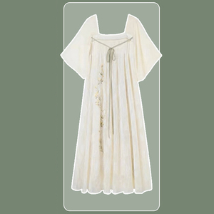 Elegante Vestido Femenino de Talla Grande en Color Crema con Detalles de Bordado <span class=keywords><strong>Floral</strong></span> - Product Image 1