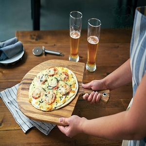 Palette à glissière en acier inoxydable, épluchures à poussoir en bois 16, épluchures à pizza perforées de 12 pouces avec pizza - Product Image 6