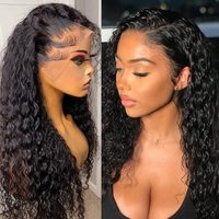 Effacer les cheveux humains avant de lacet perruque vague d'eau 180% densité perruques de cheveux humains avant de lacet sans colle dentelle frontale perruque pour les femmes