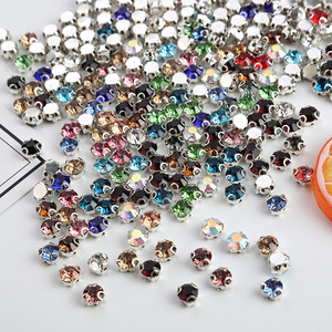 3D <b>Hand</b> Sewn Rhinestones Round 12 Facets Silver AAA Glass Pointback For DIY Wedding Dress Accessories - Product Image 3