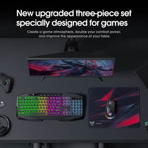Le kit combiné 3-en-1 ONIKUMA TZ3006 comprend un clavier mécanique pour jeux avec rétroéclairage RGB, 104 touches, USB G22 et une souris de jeu DPI3600. - Product Image 2