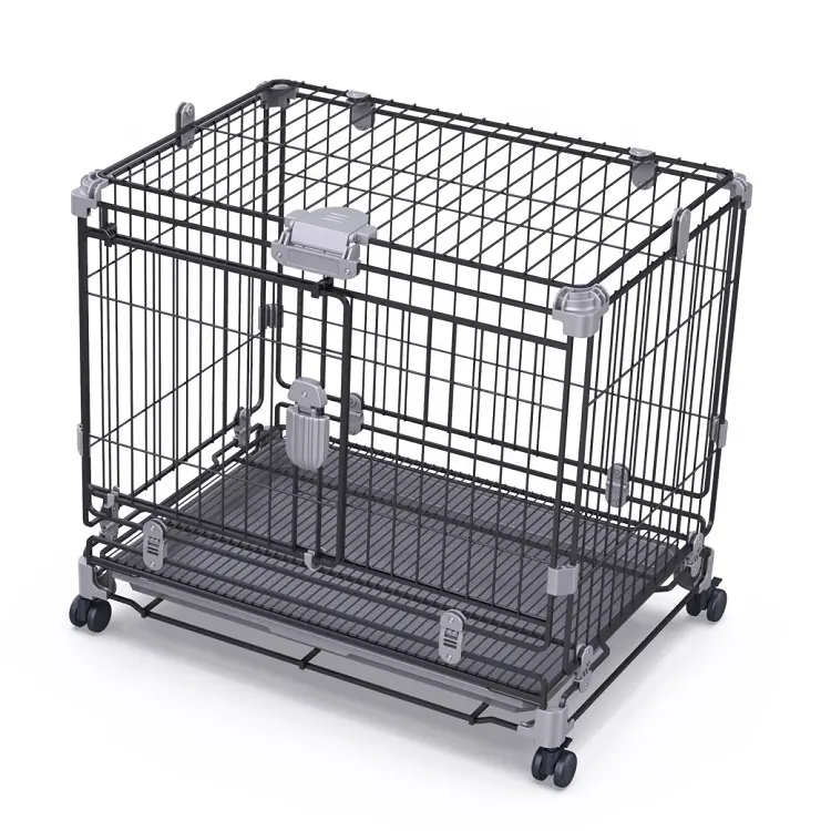 Katlanabilir taşınabilir Pet House açık tekerlekli ağır Metal köpek kedi Pet depolama kafesi hayvan kafesi