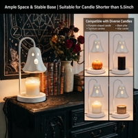 Compatible avec les bougies de 5,5 pouces, base antidérapante, lampe chauffe-bougie en céramique Ghost pour une utilisation en saison hivernale.