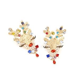 Pendientes Colgantes de Reno con Perlas y Diamantes de Imitación Coloridos para Navidad, Joyería de Moda para Mujer, Ideal para Fiestas - Product Image 6
