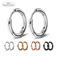 Pendientes de Aro Clicker de Acero Inoxidable 316L con Baño de Oro PVD al por Mayor, Joyería de Moda para Cartílago, Oreja y Septum