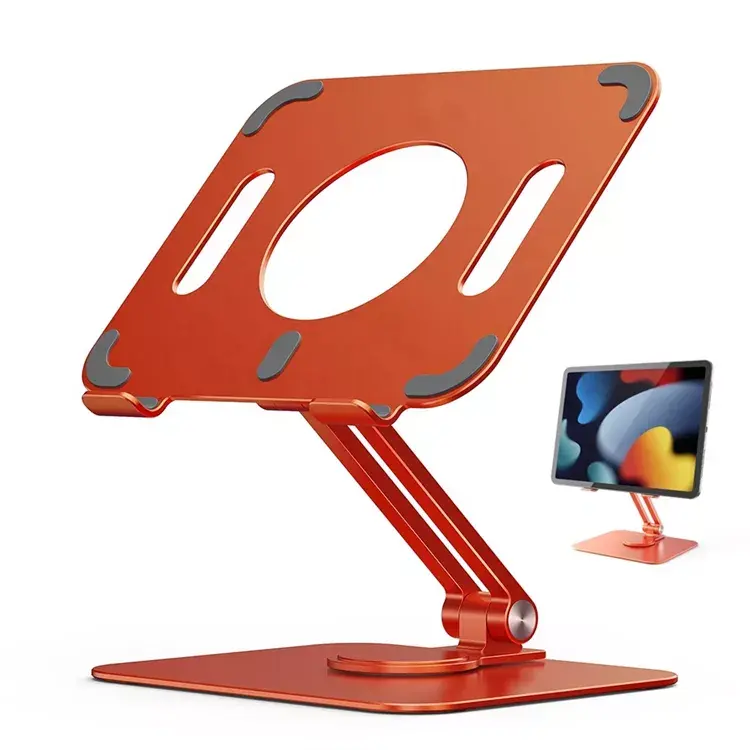 Leadingplus-Soporte de escritorio plegable de aluminio, ajustable, Flexible, giratorio 360, para mesa, tableta y PC, soporte para ordenador portátil
