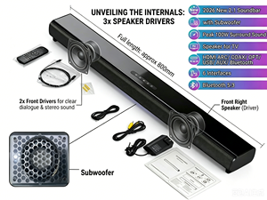 Nuova Soundbar 2.1 2026 con Subwoofer, Potenza di Picco 100W, Altoparlante Wireless Bluetooth 5.3 per TV e Sistemi Home Theater, Gadget Tecnologici - Product Image 4