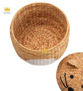 Vietnam Export Wholesale Cute Cat Water Hyacinth Animal Storage <b>Basket</b> <b>Laundry</b> <b>Basket</b> Baby Room Decoration - Product Image 3