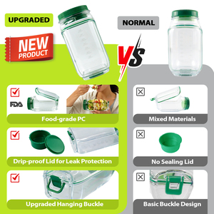 New Food Grade <b>Plastic</b> Portable Leakproof Salad Pod <b>Jar</b> Seasoning Layer <b>Mason</b> <b>Jar</b> With Lid - Product Image 3