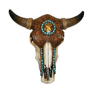 Crâne <span class=keywords><strong>de</strong></span> vache en polyrésine Nanwei, imitation sculptée à la main, pour décoration murale - Product Image 1