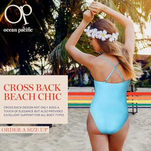 Costume da bagno intero Ocean Pacific da donna e ragazza con schiena incrociata - Product Image 3