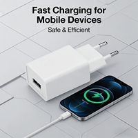 Chargeur USB-C d'origine 10W avec adaptateur secteur, charge rapide et protection contre les surintensités, sans câble, blanc
