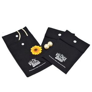 Custom Logo Printed Black Cotton Linen Canvas <b>Envelope</b> Dust Pouch Jewelry Packing with Divider - Product Image 4