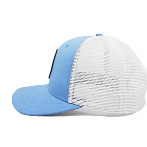 Casquette Trucker en Maille Bleu Clair avec Logo Personnalisé en Cuir, 6 Panneaux, Style Décontracté Quatre Saisons pour Tous, Fabriquée au Vietnam, Fournisseur - Product Image 3