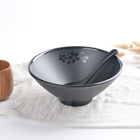 Vaisselle de restaurant japonaise servant des nouilles grand bol de ramen en mélamine noire de 8.5 pouces
