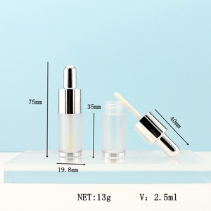 New Design Wholesale <b>Plastic</b> 8ml Unique <b>Square</b> Gradient Pink Lip Gloss Empty Tube <b>Container</b> with Brush Screen Printing - Product Image 6