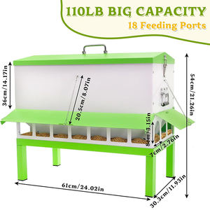 <span class=keywords><strong>Mangeoire</strong></span> à poulet JH-Mech avec 18 ports, couvercle verrouillable, grande capacité, <span class=keywords><strong>anti</strong></span>-rats, en acier galvanisé, verte - Product Image 2