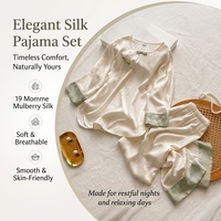 Ensemble de pyjama en soie 19 Momme pour femme, manches 7/4, style chinois, 100% soie de mûrier, vêtements de détente, vêtements de nuit pour femme, printemps automne, vêtements de maison