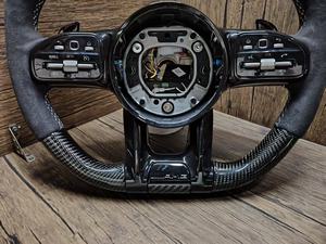 Volant en fibre de carbone noir mat pour Mercedes-Benz <span class=keywords><strong>AMG</strong></span> W204 W205 CLA C217 W211 W212 W221 W222 S63 C63 GLA45 C43 <span class=keywords><strong>SLC</strong></span> - Product Image 2