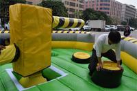 EASYFUN Jeu gonflable commercial Wipeout avec bras rotatif, jeu interactif de carnaval gonflable Wipeout Meltdown