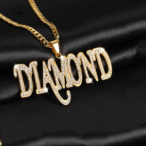 Collier avec pendentif personnalisé extra large pour femmes et hommes, en acier inoxydable, pierres en zircon, plaqué or, chaîne à maillons, cadeau d'anniversaire - Product Image 5