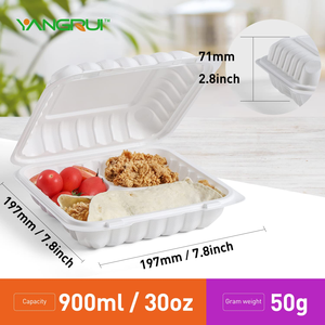 Boîtes à repas pliables réutilisables en PP biodégradable de qualité alimentaire, à charnière, compatibles micro-ondes, pour la préparation des repas, les déjeuners, les restaurants, 9x9, à emporter - Product Image 4