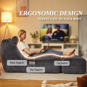 Customized Recliner Beanbag <b>Sofa</b> With Ottoman For Small Spaces And Bedrooms - Product Image 4