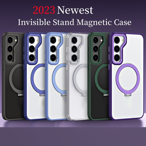 Coque de téléphone pliable en métal magnétique pour Samsung Galaxy <span class=keywords><strong>S34</strong></span> S23 Ultra Wireless Charging Phonc Cover With Ring Holder - Product Image 3