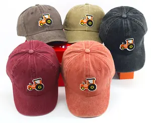 Custom Embroidered Logo Vintage Baseball Cap for Kids Cotton Washed Fabric Adjustable Sports Caps for Fishing and Parties
