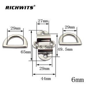 Anneaux de fixation en acier inoxydable poli miroir à double D pour yacht, matériel marin, plaques de fixation en plastique - Product Image 4