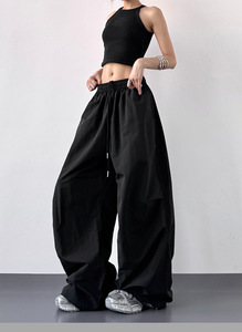 <span class=keywords><strong>Pantaloni</strong></span> Cargo Larghi da <span class=keywords><strong>Donna</strong></span> in 100% Poliestere, Stile Y2k Streetwear, con Coulisse, Gamba Larga, Arancione Rosso, Taglie Forti - Product Image 6