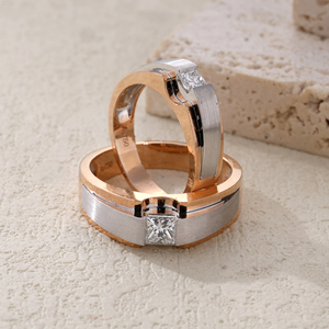 Vente à chaud Alliance de luxe en or rose blanc 18 carats Or 18 carats de haute qualité pour les couples classiques Belle pour les fêtes Naturel - Product Image 5