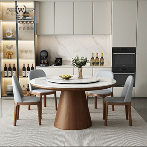 <span class=keywords><strong>Tavolo</strong></span> <span class=keywords><strong>da</strong></span> <span class=keywords><strong>Pranzo</strong></span> <span class=keywords><strong>Rotondo</strong></span> in Legno Massello con Piano Girevole, Set <span class=keywords><strong>da</strong></span> <span class=keywords><strong>Pranzo</strong></span> Moderno di Lusso Leggero per 8 Persone, Design per Case Piccole - Product Image 5